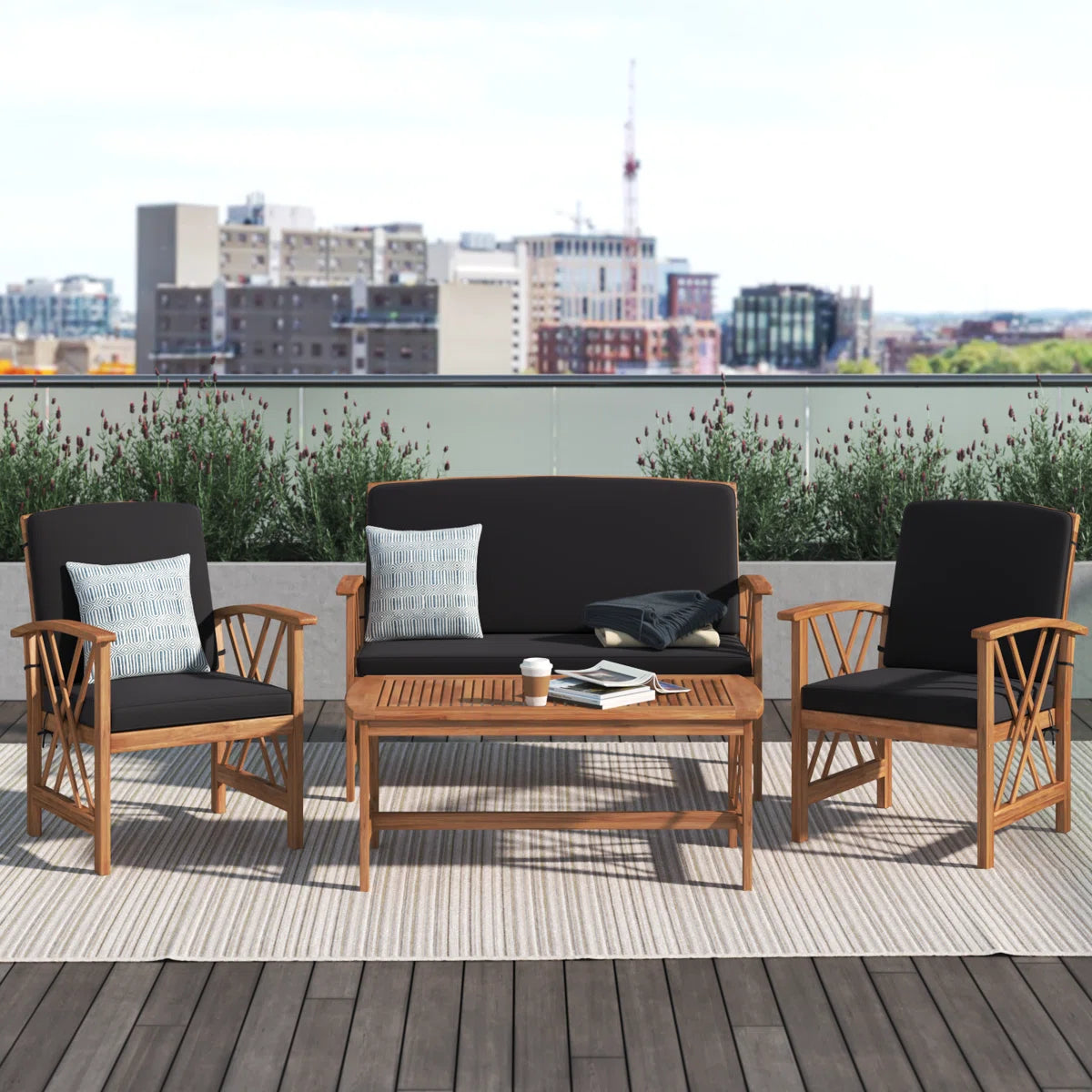 Calhoun 4 Piece Sofa Seating Group with Cushions