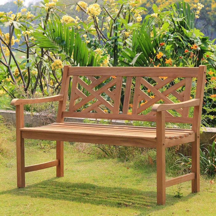Schank Teak Outdoor Patio Garden Bench