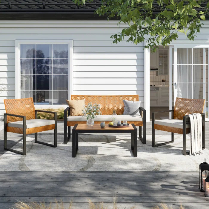 Armantine Darb Stylish 4-Person Wicker Patio Set