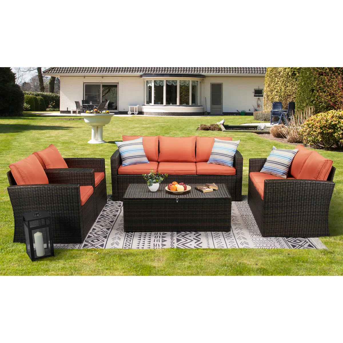 Barrada 5 Piece Rattan Sofa Seating Group with Cushions