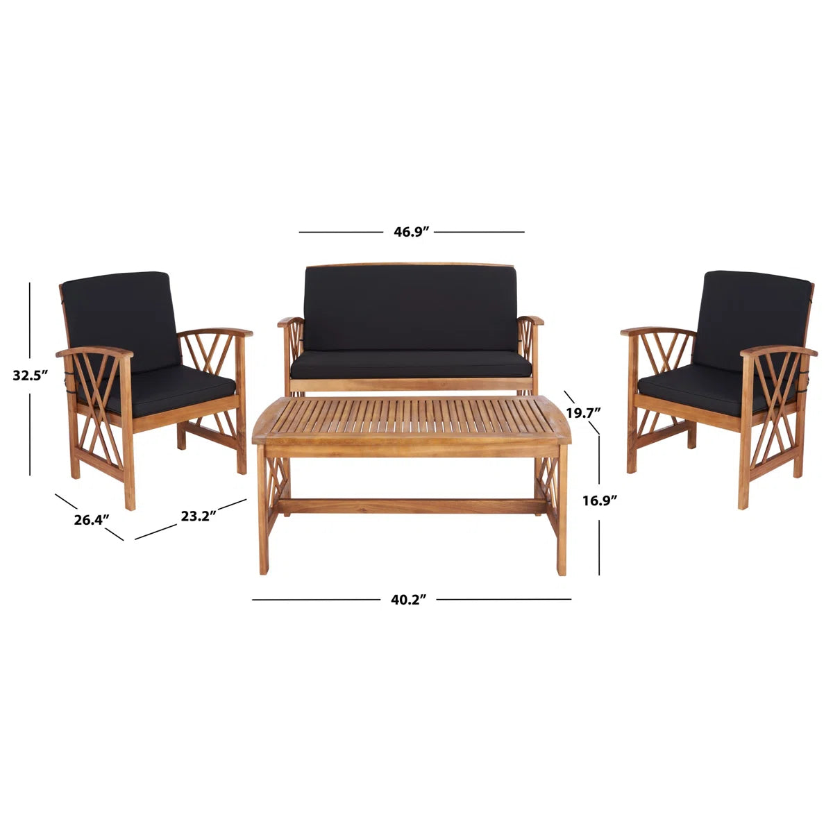 Calhoun 4 Piece Sofa Seating Group with Cushions