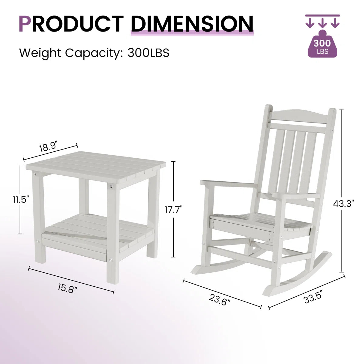 2-Person Stylish Rocking Chair Set with Coffee Table