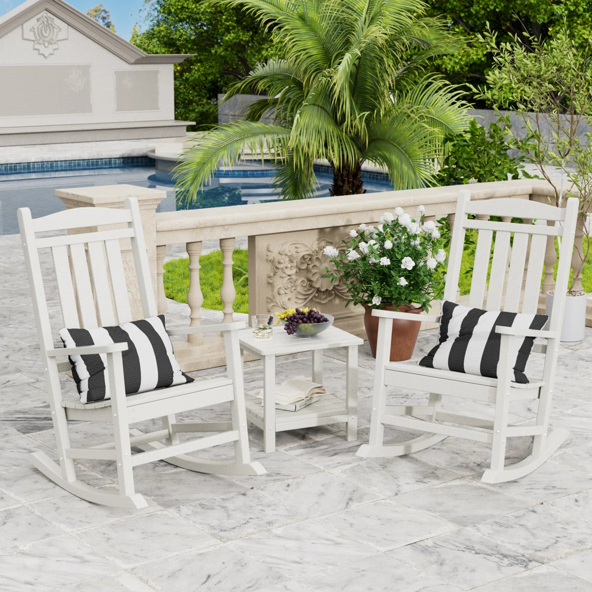 2-Person Stylish Rocking Chair Set with Coffee Table