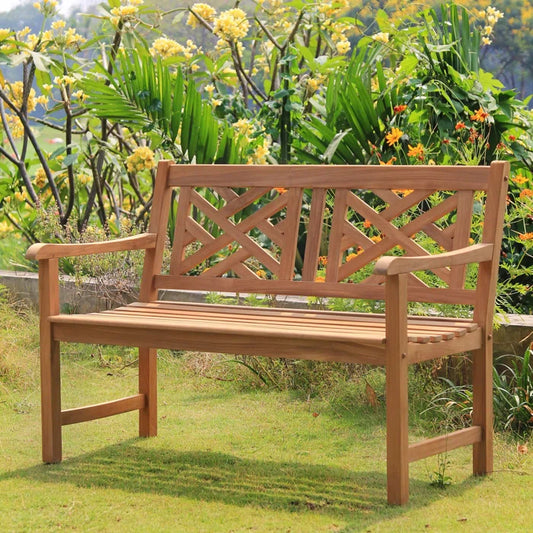 Schank Teak Outdoor Patio Garden Bench