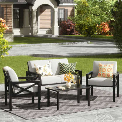 Myrtlene 4 - Person Patio Conversation Sets with Cushions