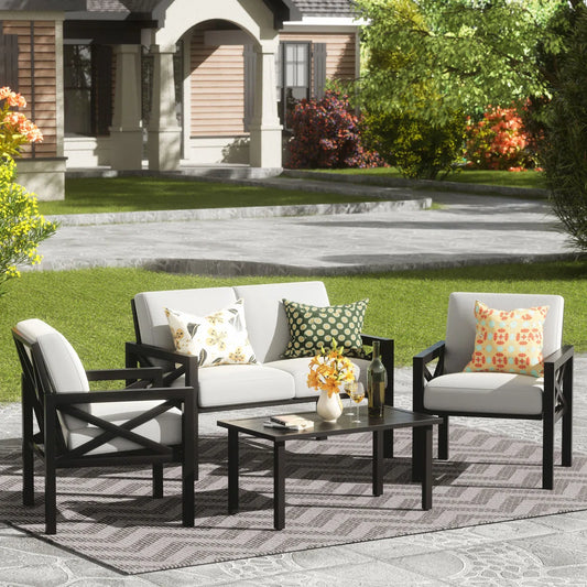 Myrtlene 4 - Person Patio Conversation Sets with Cushions