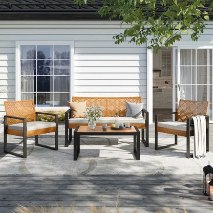 Armantine Darb Stylish 4-Person Wicker Patio Set