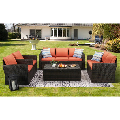 Barrada 5 Piece Rattan Sofa Seating Group with Cushions