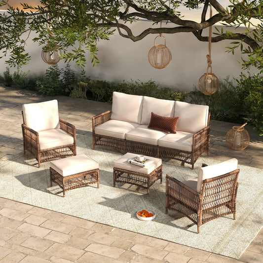 Tuskegee 5 Piece Sofa Seating Group with Cushions