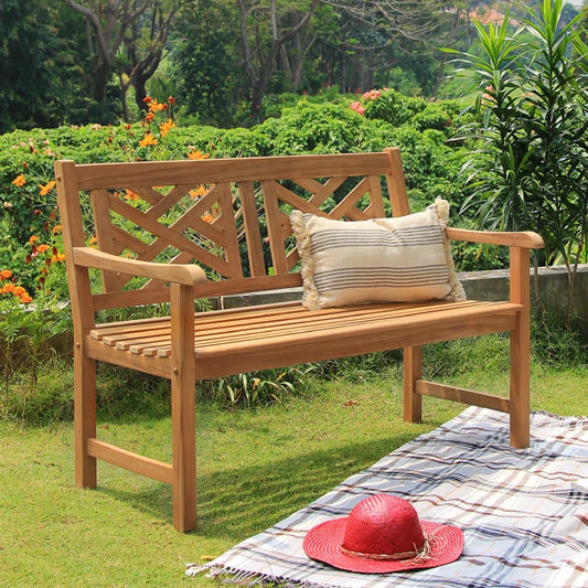 Schank Teak Outdoor Patio Garden Bench