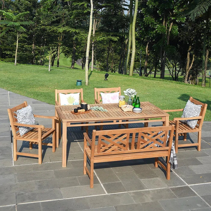 Schank Teak Outdoor Patio Garden Bench
