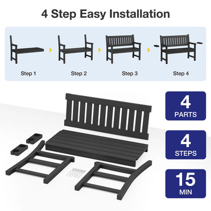 56.3'' All Weather HIPS Outdoor Bench 2-Seat Garden Benches