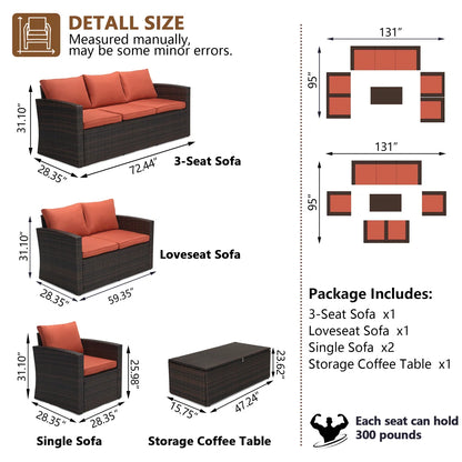 Barrada 5 Piece Rattan Sofa Seating Group with Cushions